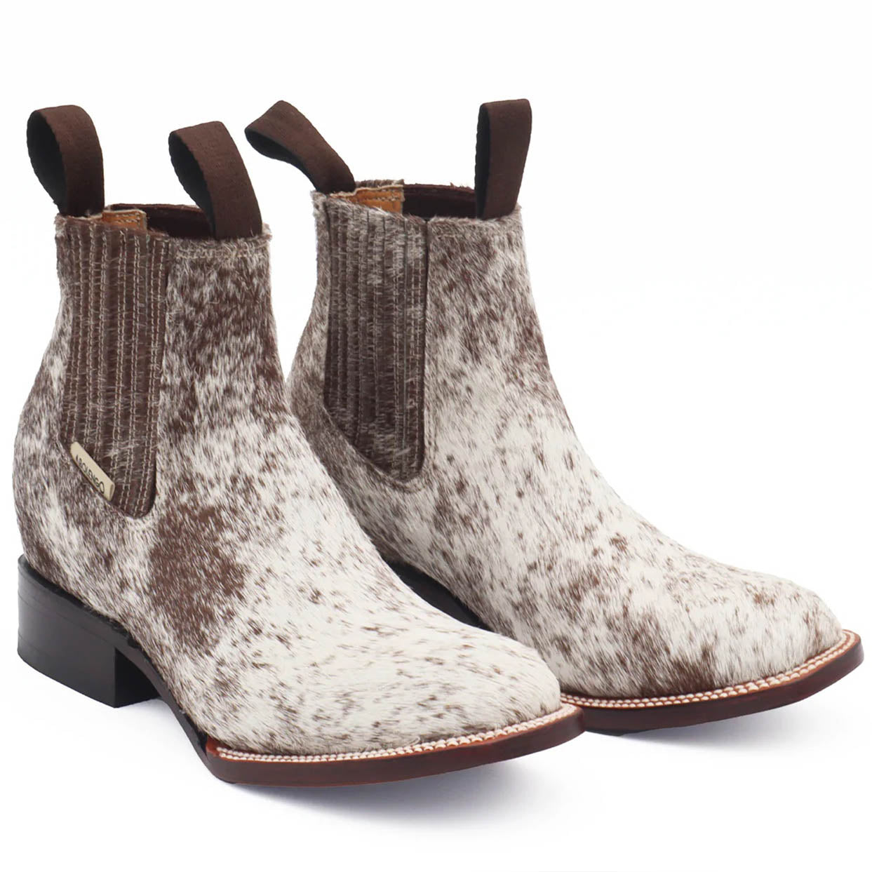 Hair-On Hide Ladies Square Toe Ankle Boots