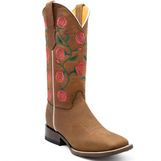 Rosales Red Rose Cowgirl Boots