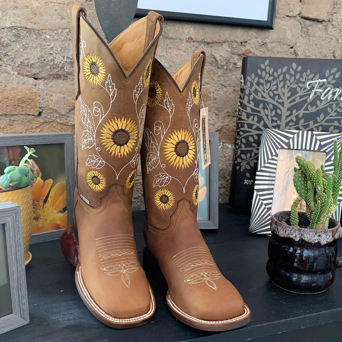 Girasol Sunflower Square Toe Cowgirl Boots